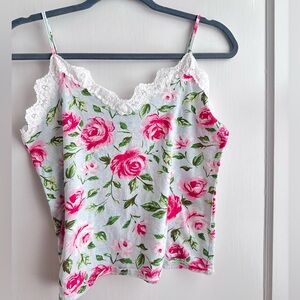 Vintage Harve Benard Pink Floral Camisole with Lace